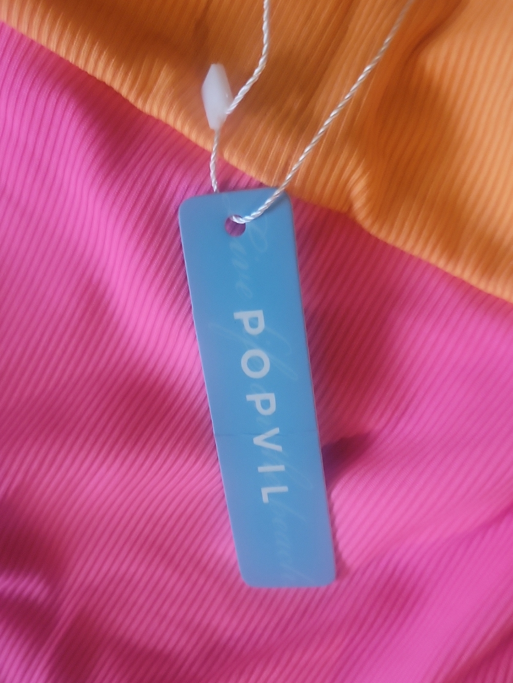Neon Colorblock High-Waist Bikini Set - Pink & Orange - Picture 7 of 7